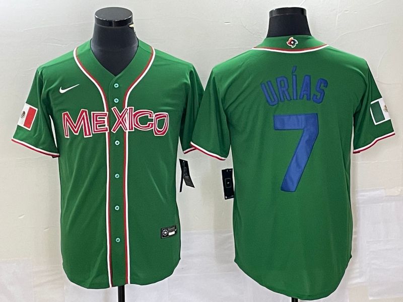 Men 2023 World Cub Mexico 7 Urias Green blue Nike MLB Jersey3